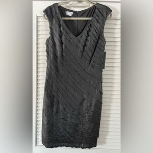 London Times Charcoal Pewter Shimmer Sleeveless Cocktail Dress Size 12 NWT